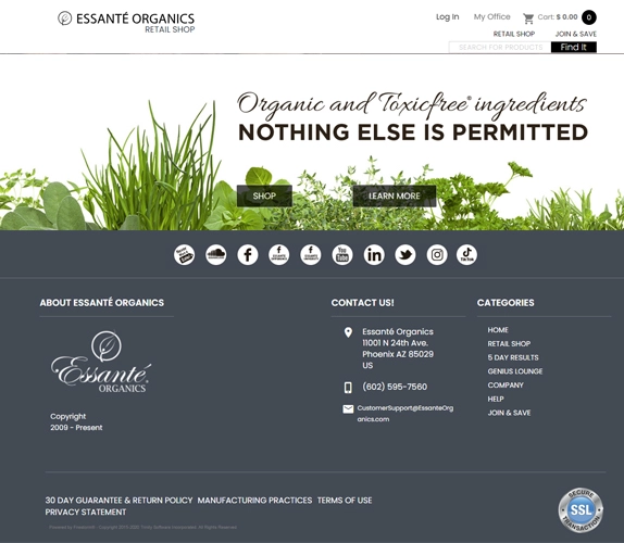 essante organics web design